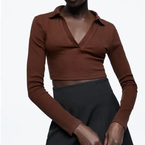 Chocolate cropped polo